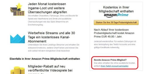 Amazon Prime mit Twitch Prime